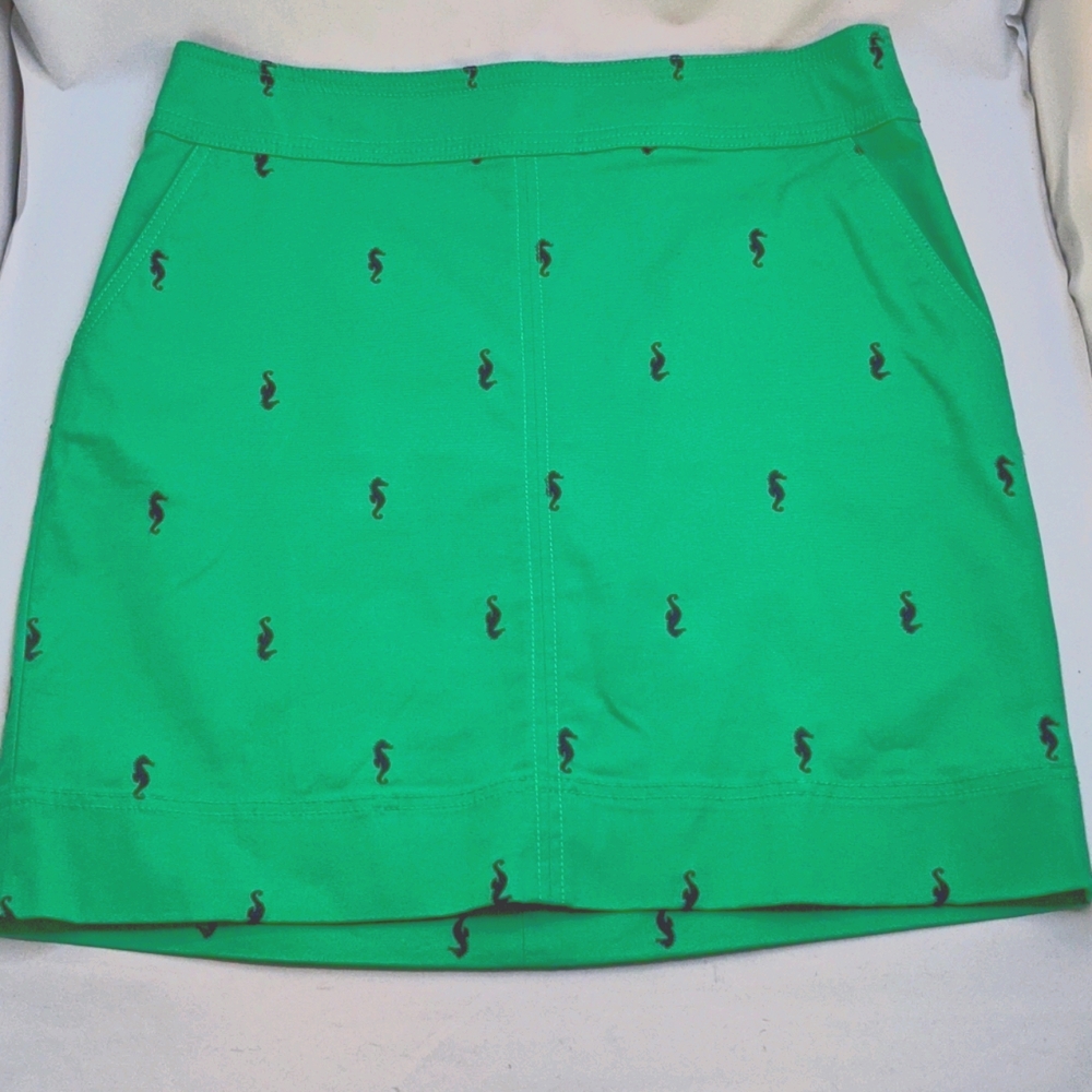 Talbots kelly green seahorse skirt stretch embr